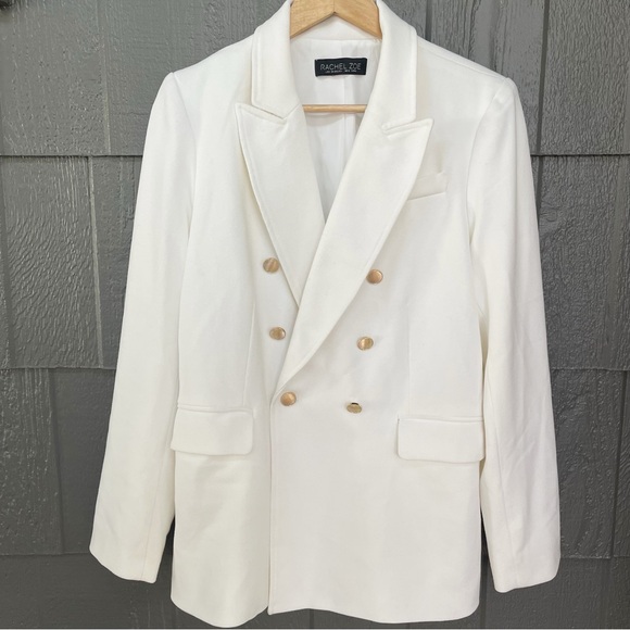 Rachel Zoe Double Breasted White 6 Button Blazer - Picture 4 of 13
